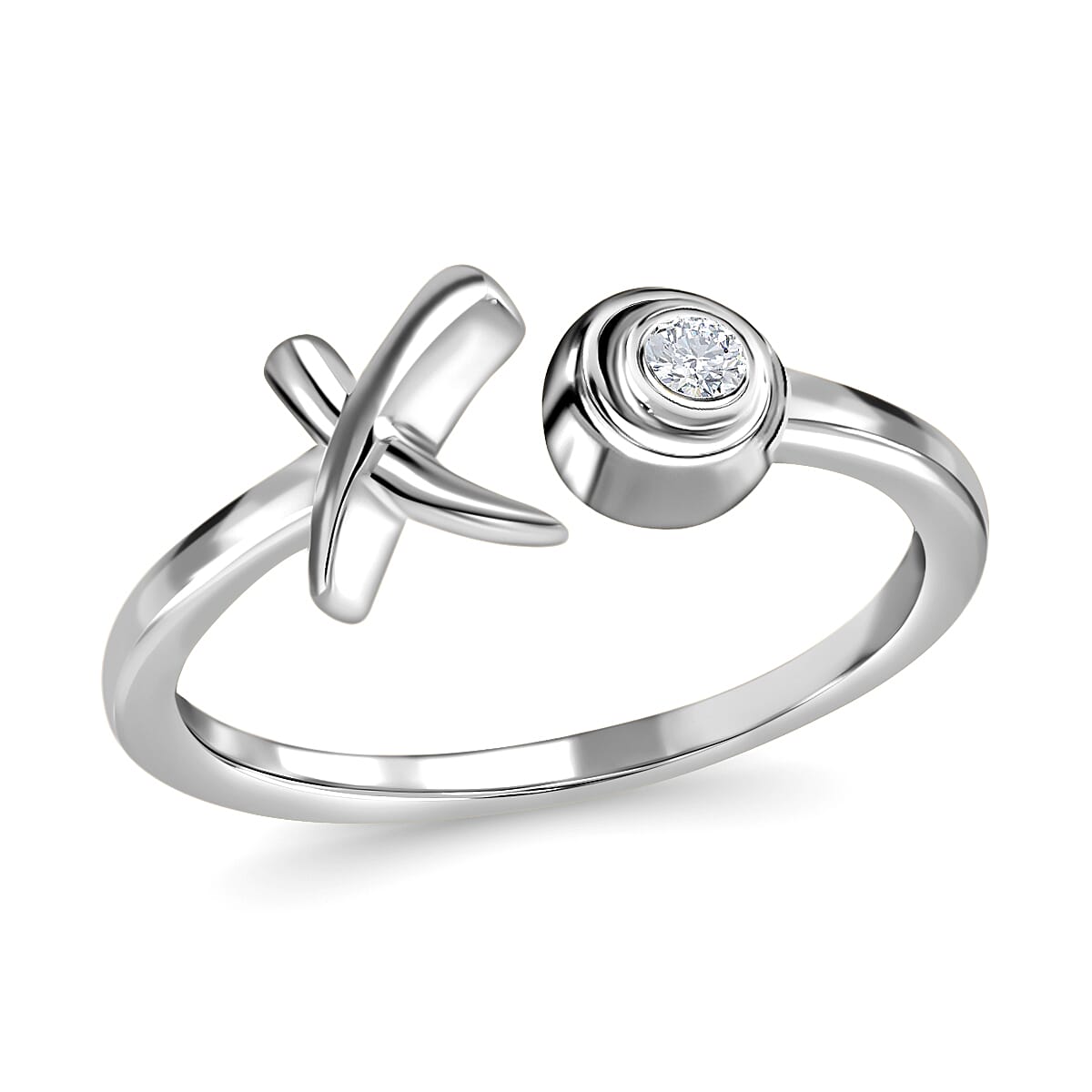 Moissanite Ring in Platinum Over Sterling Silver (Size 5.0) 0.05 ctw