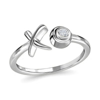 Moissanite Ring in Platinum Over Sterling Silver (Size 5.0) 0.05 ctw
