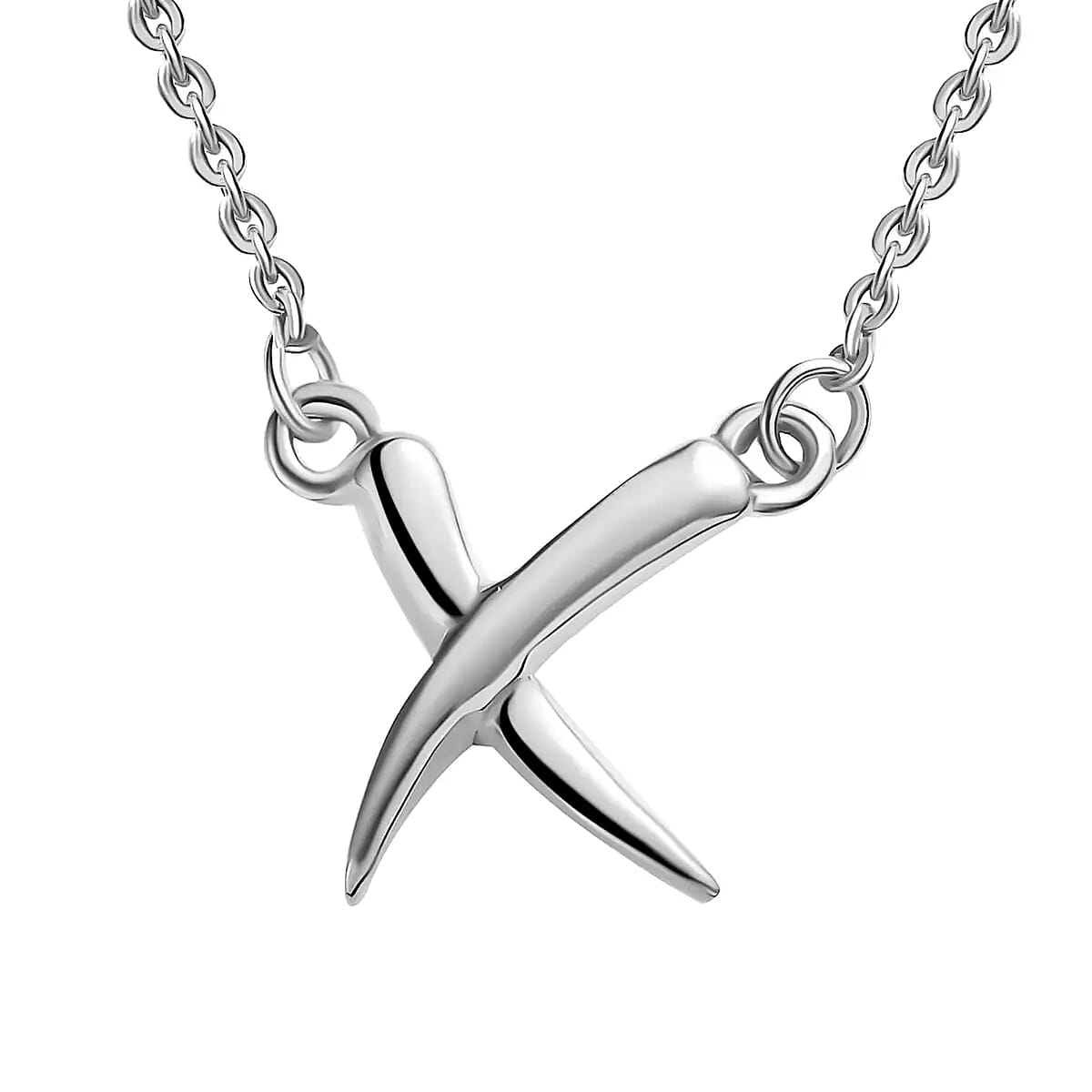 Platinum Over Sterling Silver Crossover Necklace 18 Inches 2.85 Grams