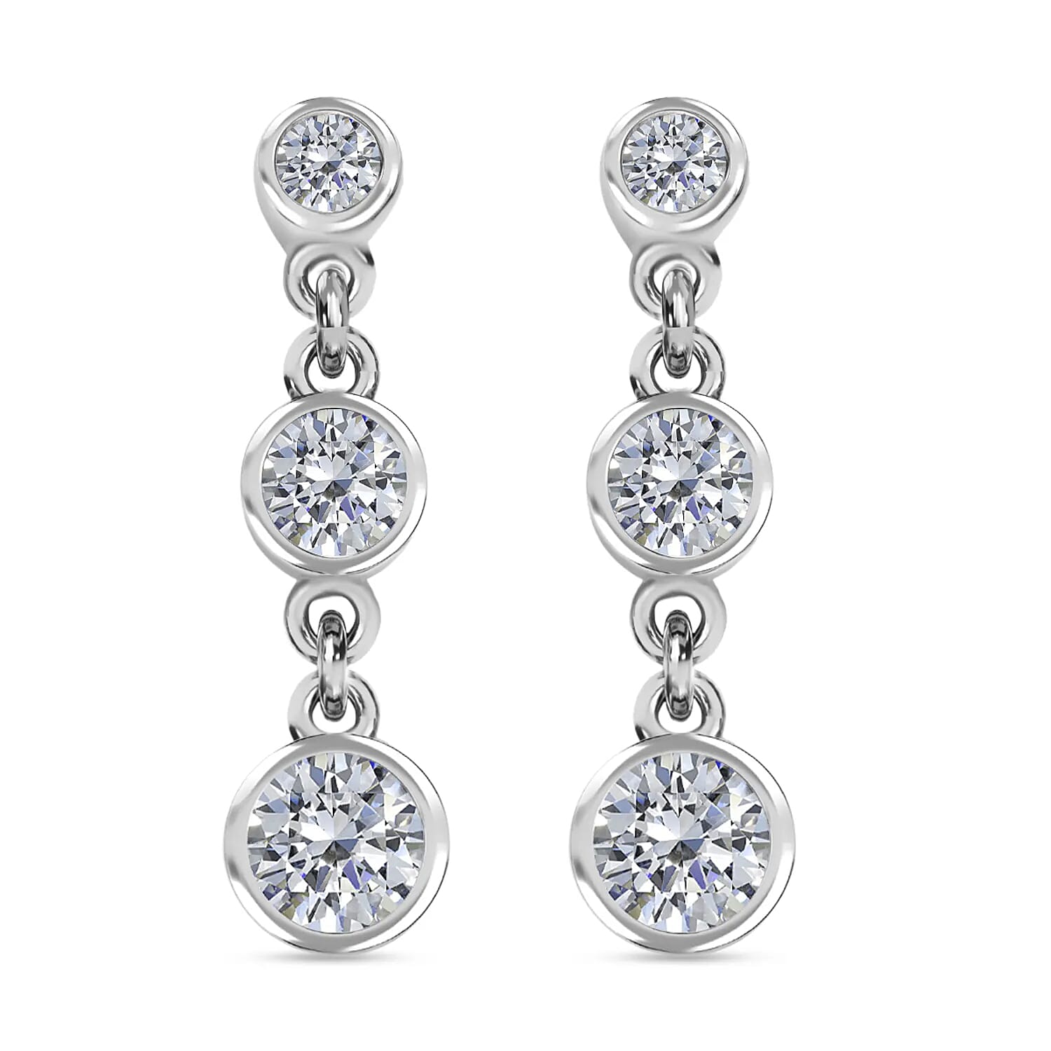 Moissanite Dangle Earrings in Platinum Over Sterling Silver 1.60 ctw