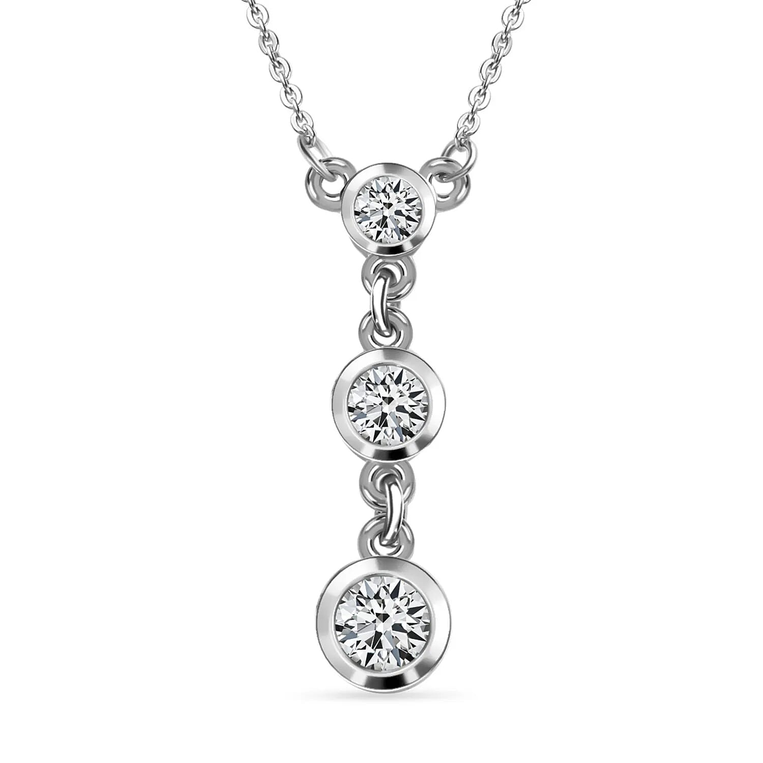 Moissanite Fancy Necklace 18 Inches in Platinum Over Sterling Silver 0.75 ctw