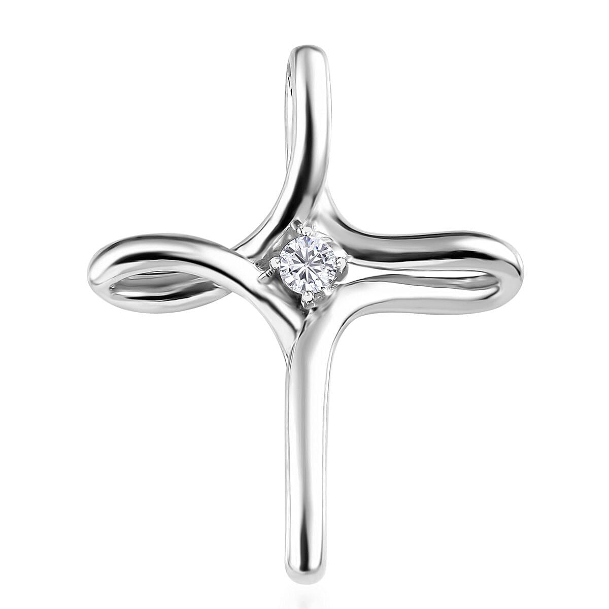 Moissanite Cross Pendant in Platinum Over Sterling Silver 0.25 ctw