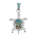 SANTA FE Style 0.35 ctw Turquoise and Multi Gemstone Turtle Pendant in Sterling Silver - Sticky add to cart bar