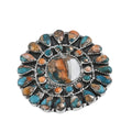 SANTA FE Style 5.60 ctw Turquoise Statement Ring in Sterling Silver (Size 11.0) - Sticky add to cart bar