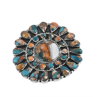 SANTA FE Style 5.60 ctw Turquoise Statement Ring in Sterling Silver (Size 11.0)