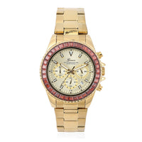 LUSTRO STELLA GENOA Simulated Black Diamond Multi-Function Quartz Movement Watch in ION Plated Black and YG Stainless Steel (Ships in 5-7 Business Days) 6.50 ctw