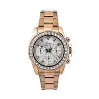 LUSTRO STELLA GENOA Simulated Diamond Multi-Function Movement Watch in ION Plated RG Stainless Steel (38mm) (Ships in 3-5 Business Days) 5.75 ctw