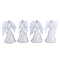Set of 4 Angle Holding Harp, Reading the Bible, Gesture of Prayer and Blowing Trumpet with Multi Color Changing Light