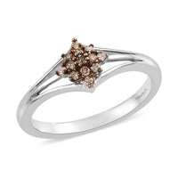 Diamond Cluster Ring in Platinum Over Sterling Silver (Size 10.0) 0.10 ctw