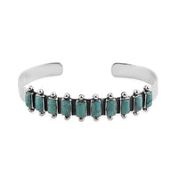 SANTA FE Style Turquoise Cuff Bracelet in Sterling Silver (6.50 In) 15.80 Grams 25.00 ctw
