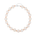 Blue Color Murano Glass and Champagne Glass Beaded Necklace 20-22 Inches in Silvertone - Sticky add to cart bar