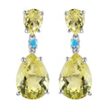 Ouro Verde Quartz and Malgache Neon Apatite Dangle Earrings in Platinum Over Sterling Silver 11.15 ctw - Sticky add to cart bar