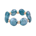Blue Color Murano Glass and Champagne Glass Beaded Stretch Bracelet - Sticky add to cart bar