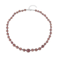 Blue Color Murano Glass Beaded Necklace 20-22 Inches in Silvertone