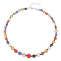 Blue Color Murano Glass Beaded Necklace 20-22 Inches in Silvertone - Sticky add to cart bar