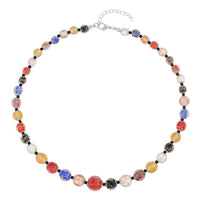 Blue Color Murano Glass Beaded Necklace 20-22 Inches in Silvertone