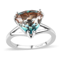Aqua Terra Costa Quartz (Triplet) Solitaire Ring in Platinum Over Sterling Silver (Size 10.0) 3.50 ctw