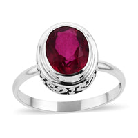 Bali Legacy Rubellite Quartz (Triplet) Solitaire Ring in Sterling Silver (Size 10.0) 3.10 ctw