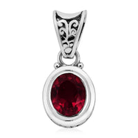 Bali Legacy Rubellite Quartz (Triplet) Solitaire Pendant in Sterling Silver 3.00 ctw