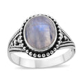 Bali Legacy Rainbow Moonstone Solitaire Ring in Sterling Silver (Size 10.0) 2.40 ctw - Sticky add to cart bar