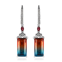 Aqua Terra Costa Quartz (Triplet) and Multi Gemstone Lever Back Earrings in Platinum Over Sterling Silver 14.50 ctw