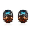 Aqua Terra Costa Quartz (Triplet) Solitaire Stud Earrings in Platinum Over Sterling Silver 4.50 ctw - Sticky add to cart bar
