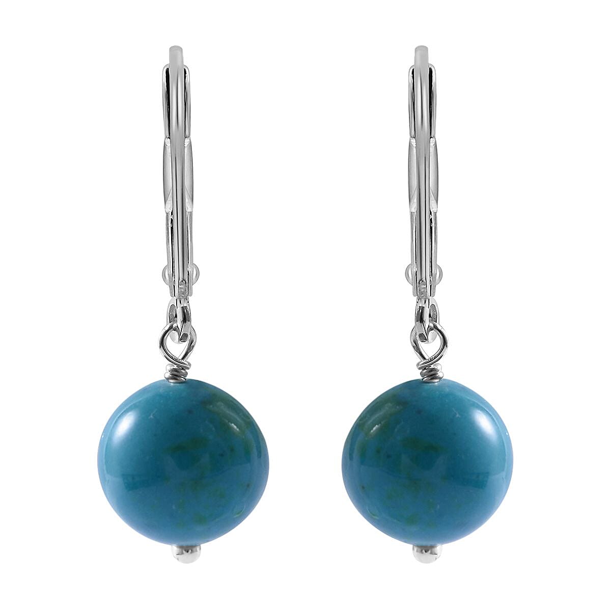 Chrysocolla Lever Back Earrings in Sterling Silver 10.00 ctw