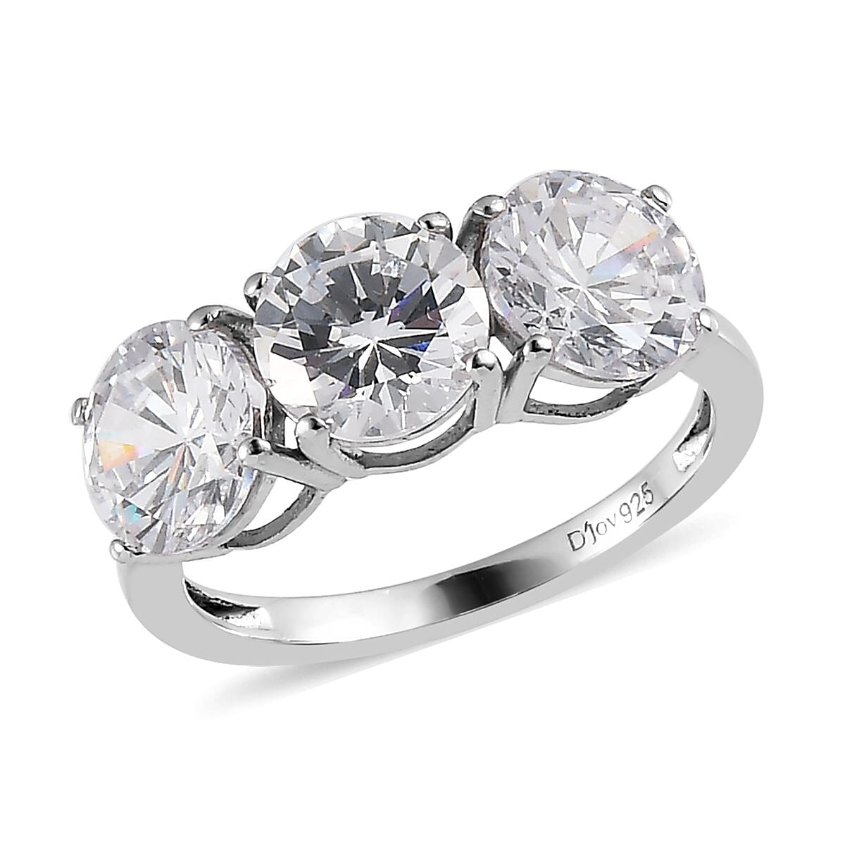 Brazilian Petalite 3 Stone Ring in Platinum Over Sterling Silver 4.10 ctw