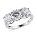 Brazilian Petalite 3 Stone Ring in Platinum Over Sterling Silver 4.10 ctw - Sticky add to cart bar