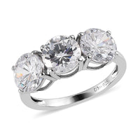 Brazilian Petalite 3 Stone Ring in Platinum Over Sterling Silver 4.10 ctw