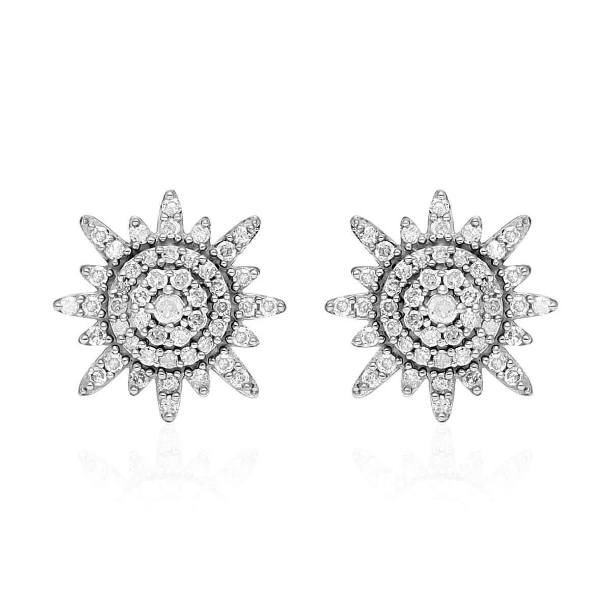 Diamond Stud Earrings in Platinum Over Sterling Silver 0.60 ctw
