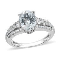 Premium Espirito Santo Aquamarine and Natural White Zircon Ring in Platinum Over Sterling Silver 2.15 ctw