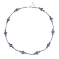 Tahitian Color Shell Pearl, Midnight Blue Color Glass Beaded Necklace (28-30 Inches) in Silvertone - Sticky add to cart bar
