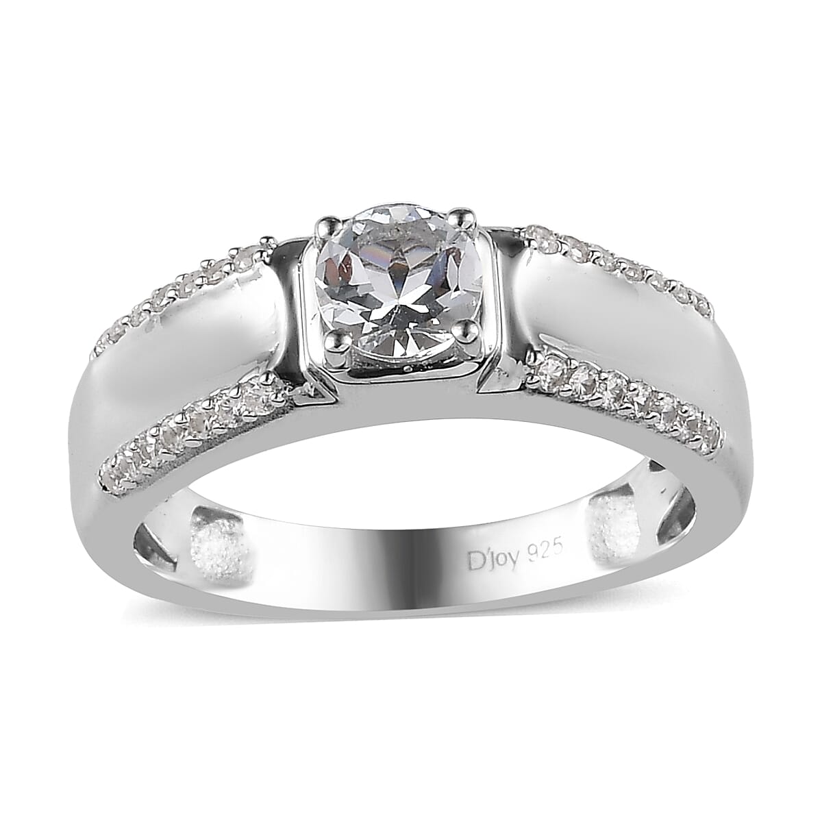 Premium Mangoro Aquamarine, White Zircon Men's Ring in Platinum Over Sterling Silver (Size 13.0) 1.10 ctw