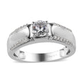 Premium Mangoro Aquamarine, White Zircon Men's Ring in Platinum Over Sterling Silver (Size 13.0) 1.10 ctw - Sticky add to cart bar