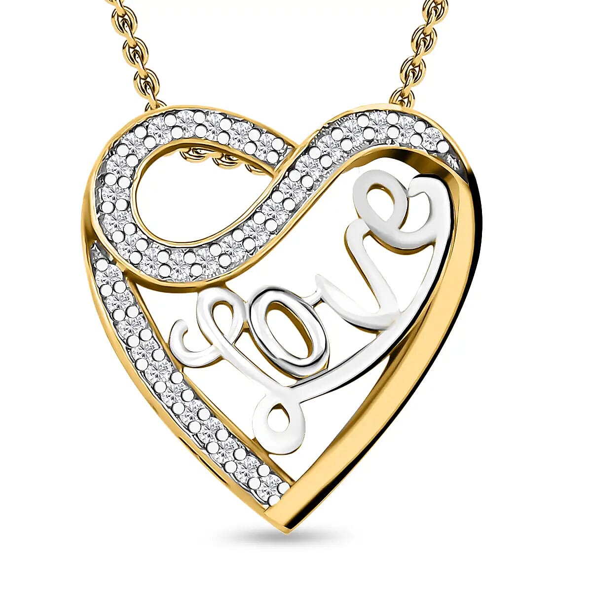 White Diamond 0.25 ctw Necklace in Vermeil Yellow Gold Over Sterling Silver 18 Inches