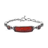 Sajen Silver Carnelian, Mozambique Garnet Toggle Clasp Bracelet in Sterling Silver (7.00 In) 29.00 ctw