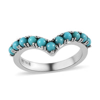 American Natural Sleeping Beauty Turquoise Chevron Ring in Stainless Steel 0.75 ctw