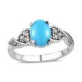 American Natural Sleeping Beauty Turquoise, Natural White Zircon Ring in Stainless Steel (Size 5.0) 1.25 ctw - Sticky add to cart bar