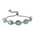 Sleeping Beauty Turquoise Bolo Bracelet in Stainless Steel 2.10 ctw - Sticky add to cart bar
