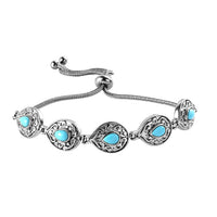 Sleeping Beauty Turquoise Bolo Bracelet in Stainless Steel 2.10 ctw