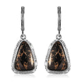Artisan Crafted Matrix Silver Shungite Lever Back Earrings in Platinum Over Copper and Stainless Steel 7.35 ctw , Tarnish-Free, Waterproof, Sweat Proof Jewelry - Sticky add to cart bar