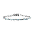 Cambodian Blue Zircon and Natural White Zircon Tennis Bracelet in Platinum Over Sterling Silver (6.50 In) 9.60 Grams 15.60 ctw (Delivery in 5-7 Business Days) - Sticky add to cart bar