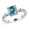 Cambodian Blue Zircon and Moissanite Ring in Platinum Over Sterling Silver 2.25 ctw - Sticky add to cart bar