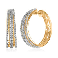 Ankur Treasure Chest Diamond Hoop Earrings in 14K Yellow Gold Plated Sterling Silver, Diamond Hoops For Women 1.00 ctw