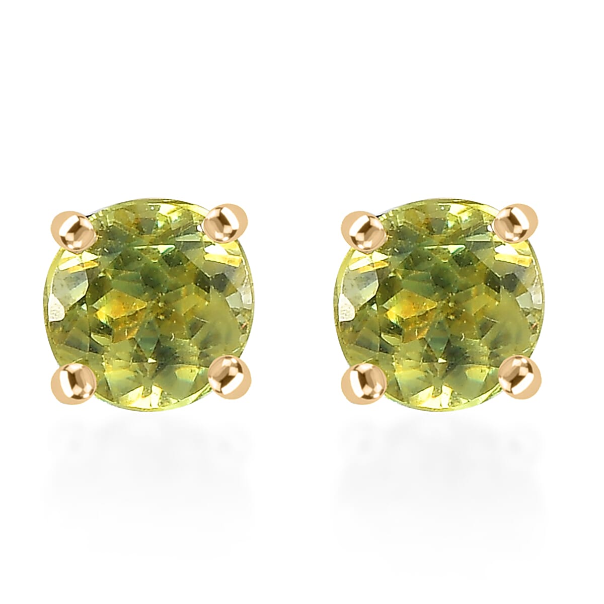 Luxoro 10K Yellow Gold AAA Capelinha Sphene Solitaire Stud Earrings 1.15 ctw