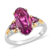 KARIS African Lilac Quartz (Triplet) and Orissa Rhodolite Garnet Ring in 18K YG Plated and Platinum Bond 4.00 ctw
