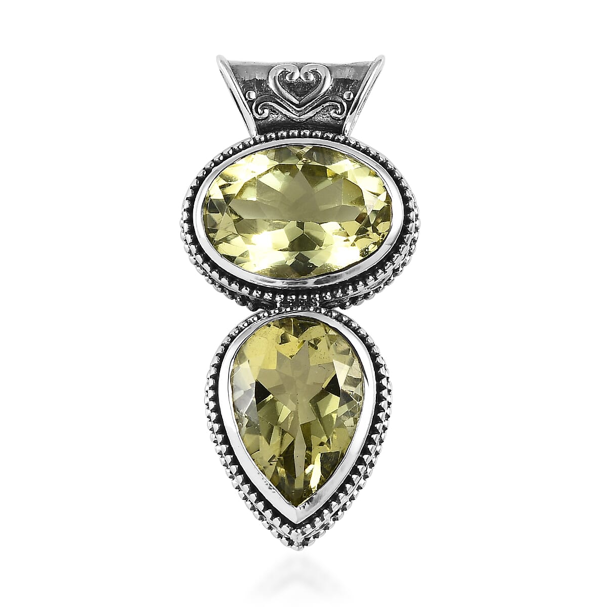 Artisan Crafted Ouro Verde Quartz Pendant in Sterling Silver 10.00 ctw