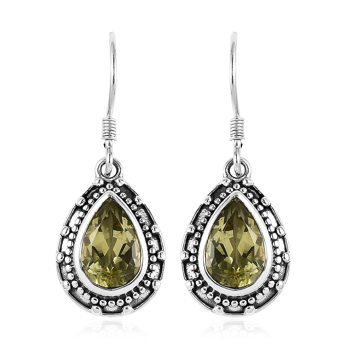 Artisan Crafted Ouro Verde Quartz Earrings in Sterling Silver 5.75 ctw