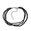 Thai Black Spinel Beaded Multi Strand Bracelet in Sterling Silver (7.25-9.25In) 30.00 ctw - Sticky add to cart bar